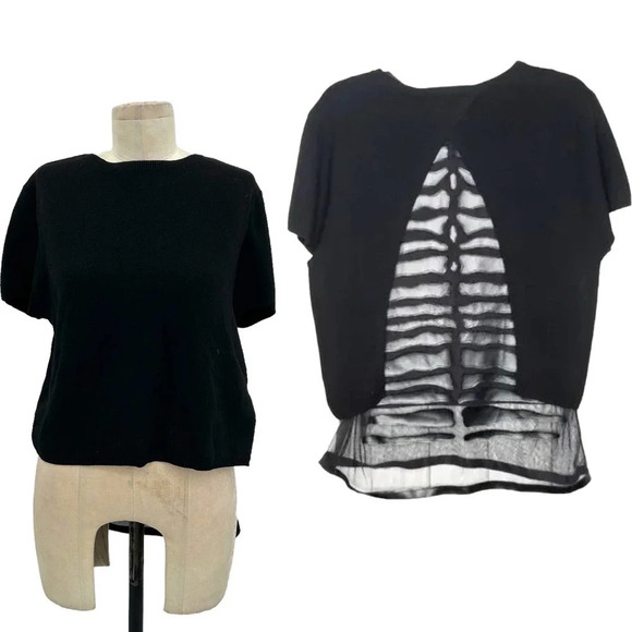 Sachin + Babi Knit Mesh Skeleton Goth Gore Spine Skeleton‎ Sweater Size Small - Picture 1 of 11